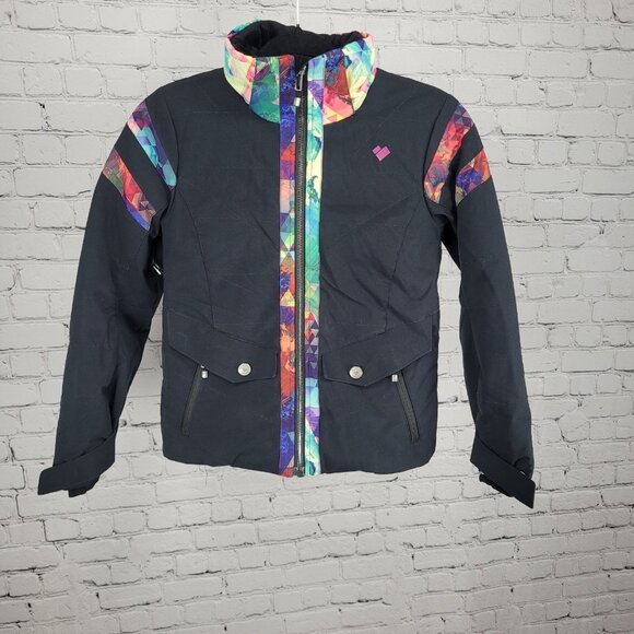 Obermeyer Black Insulated Removable Hood Zip Jacket Teen Girls Small S (8) - Picture 1 of 16